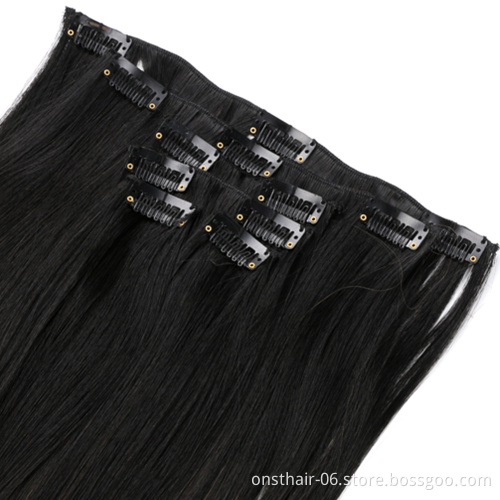 Best Price 5pcs/set  18"Synthetic Long Straight Hair Heat Resistant  Women Hair Extension Set Clip In Hair